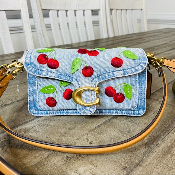 NWT Coach SMALL Cherry Denim Tabby 20 Shoulder Bag Crossbody - Picture 6 of 16